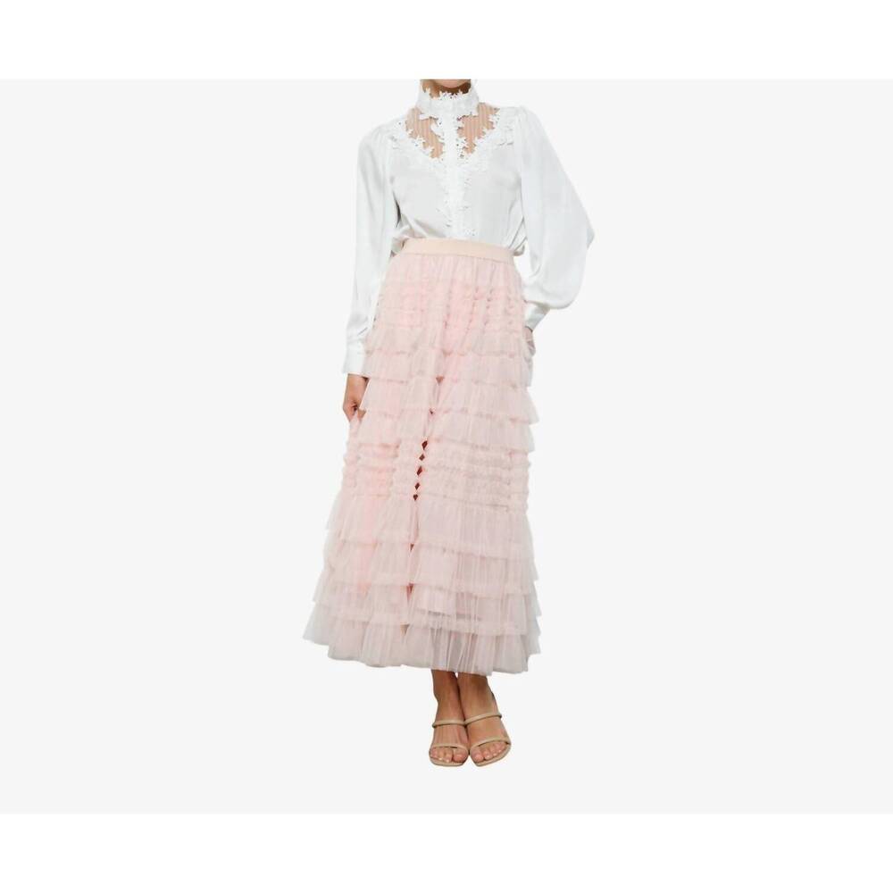 NEW INA FASHION tulle maxi skirt in blush